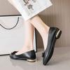 Single-shoe Women's Casual Pointy Women's Shoes with Shallow Mouth  Low Heel  Thick Heel and Soft Leather Flat Bottom In Spring and Autumn