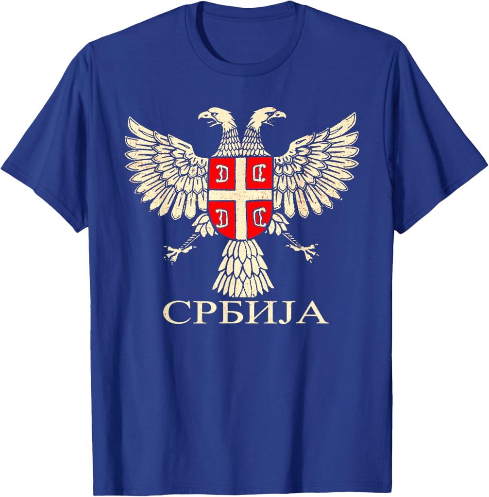 Serbia Srbija Serbisk Ørn Flagg CCCC Kyrillisk T-skjorte Kort