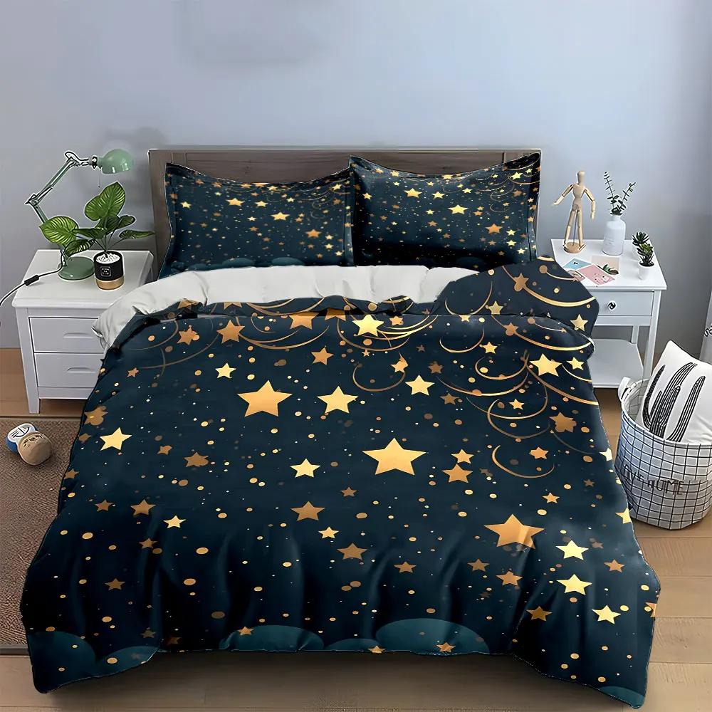 """Set Decorazione Notte Stellata""" Morbido Confortevole Copripiumone Set Biancheria da Letto Incluso 1*Copripiumone & 2*Federe regalo"""