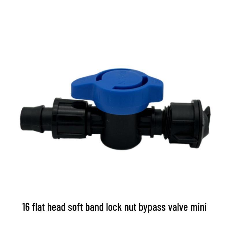 PE Pipe Valve Dripper, Greenhouse Drip Irrigation Connector with Switch Lock Nut and Bypass Male Thread Valve