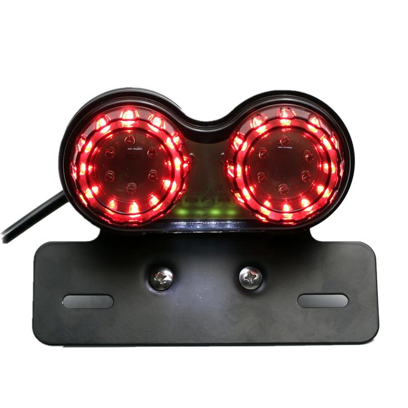 LED License Plate Brake Tail Turn Signal Dual Light For Motorcycle Bobber Cafe