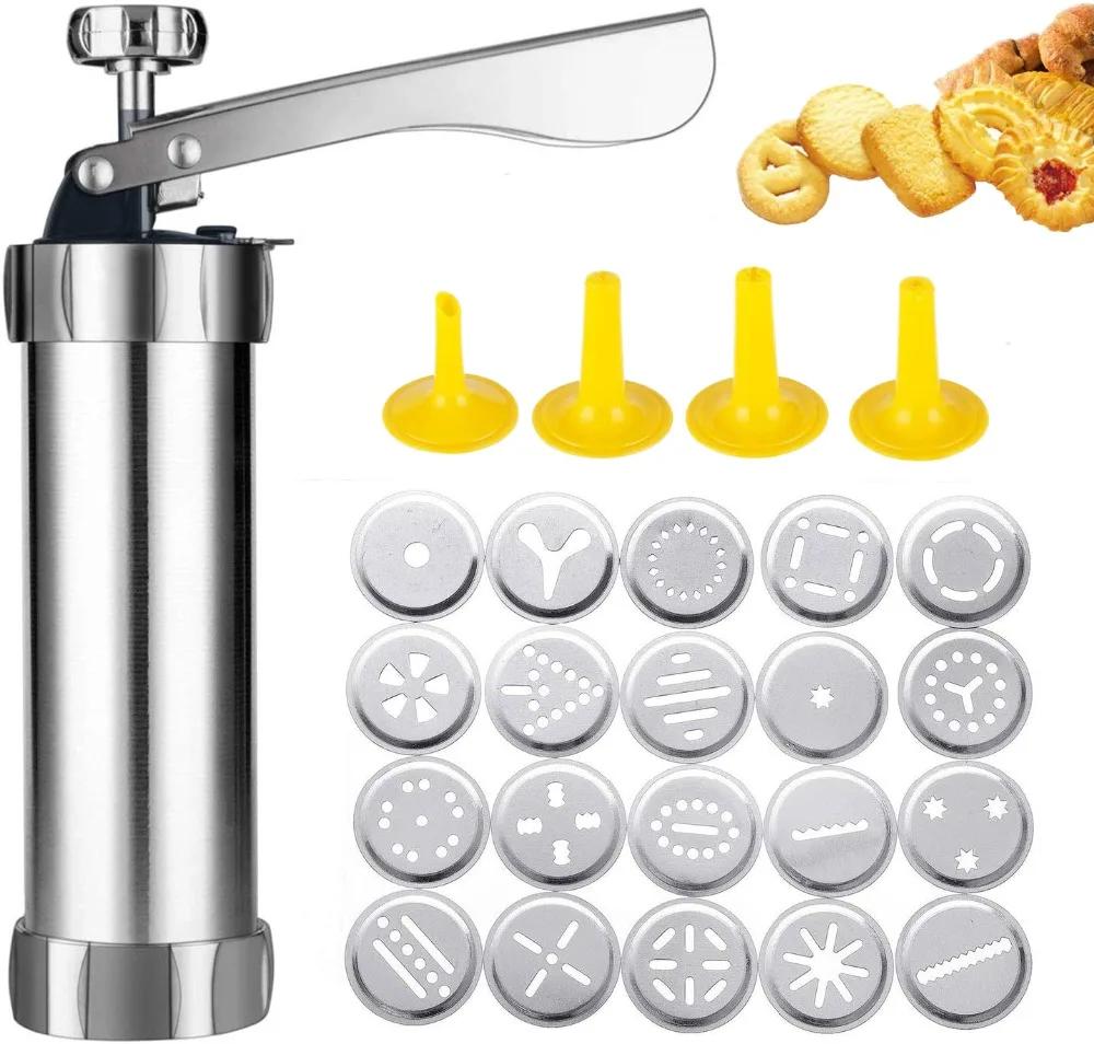 Cookie Press Machine Stainless Steel Biscuit Extruder Press Cookie Gun Kit Set DIY Biscuit Maker Baking Supplies
