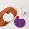 Cute Cartoon Insulation Mat Big Rooster Shape Hand-made Cup Mat Soft Woven Placemat Kitchen Accessories