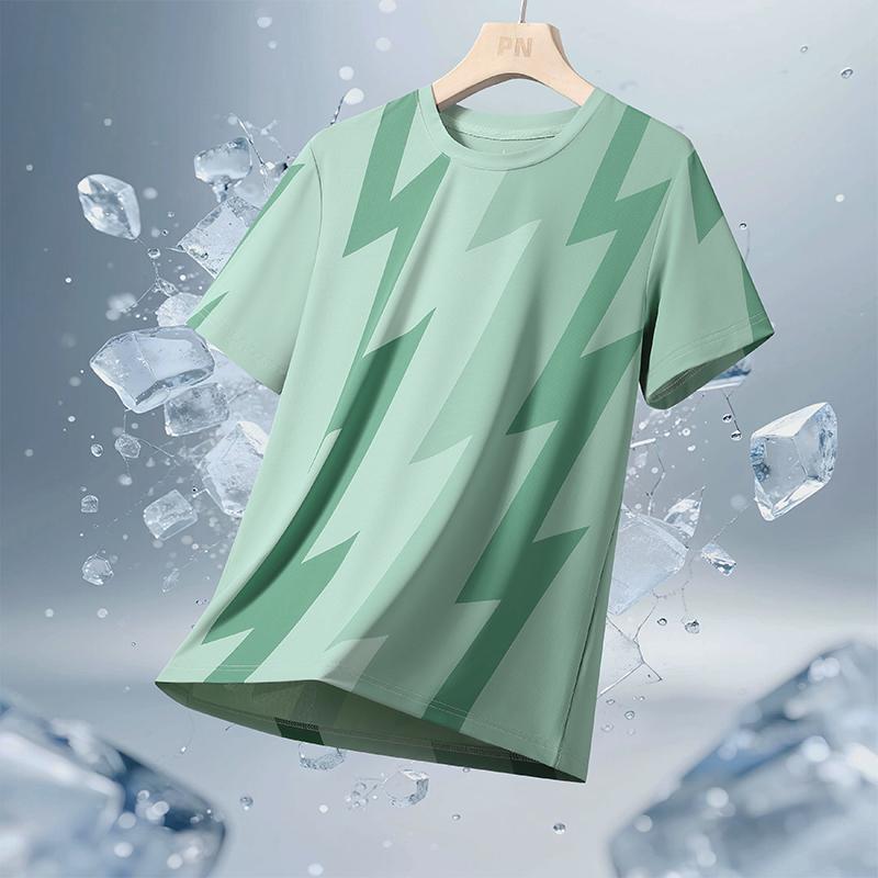 Quick-drying Ice Silk T-shirt Loose Gradient Printed Quick-drying Breathable T-shirt Round Neck Short Sleeves