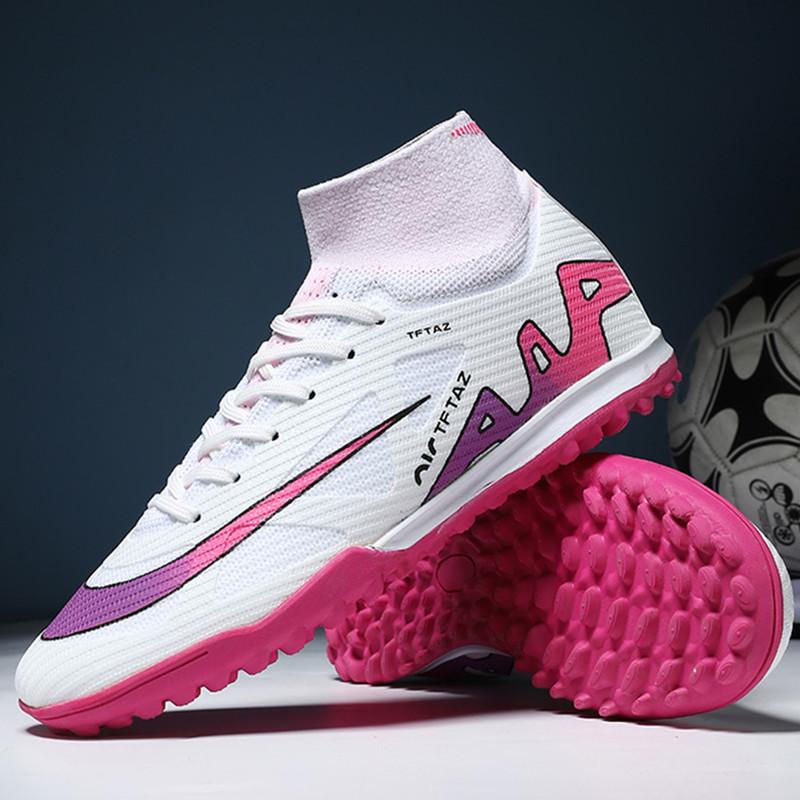 A pair of shipped X10 fly-woven football shoes men's high-top long nails TF broken nails grass training shoes