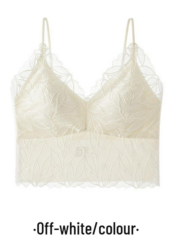 French Lace Push-Up Camisole: Wireless, Anti-Sag Bra with Thin Straps & Cups for Women