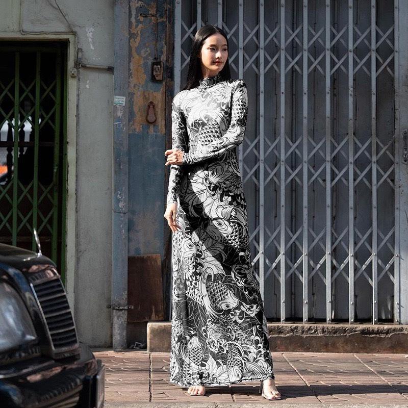 

Женское элегантное платье макси с круглым вырезом и принтом, длинные рукава, утягивающие платья-халат, вечерние наряды для женщин, платья S