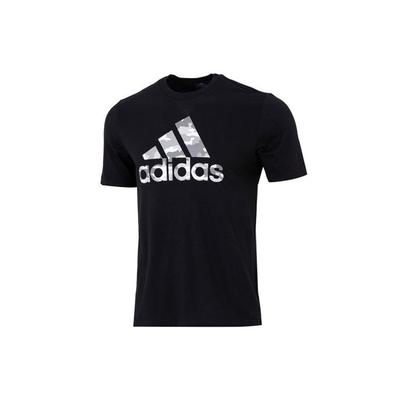 Kamuflasje Logo Trykk Sports Crewneck T-skjorte Herre Topper Svart HE2370