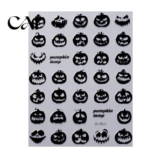 Holiday Party Nail Decals Halloween 3D Embossed Stickers, Skeleton Hand Pumpkin Spider Bat Gothic Manicure Art Decals, Decoration for Decor Sticker