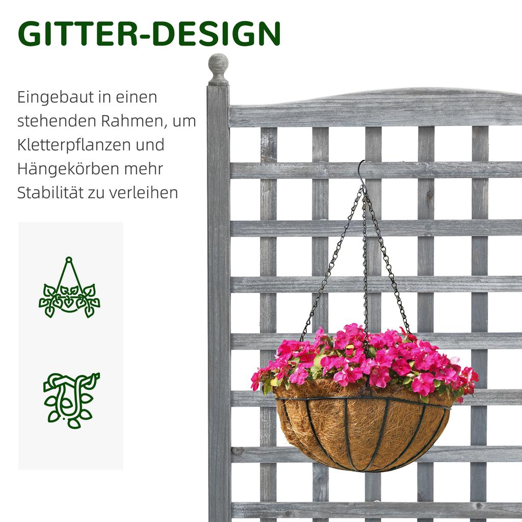Garden Planters with Trellis for Climbing Vines, Wood Raised Beds for Garden, Flower Pot, Indoor Outdoor, Grey