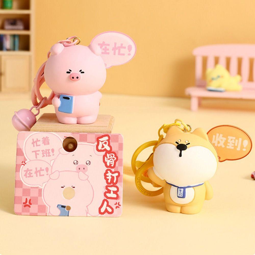 

Pig Corgi Dog Keychain Resin Cartoon Animals Dolls Lovely Car Keyring Backpack Decor Cat