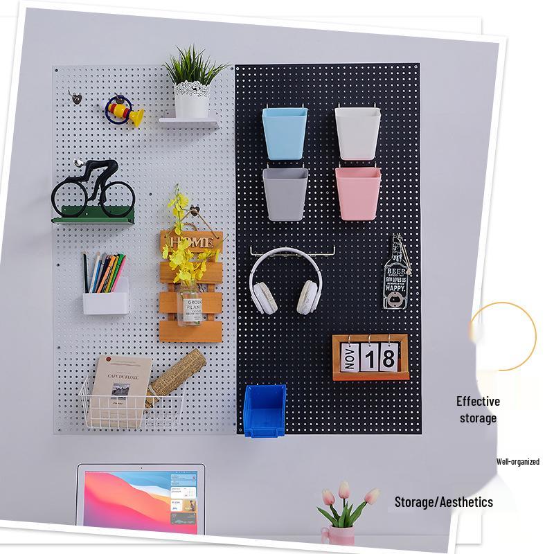 Frameless Wall-Mounted Pegboard Shelf for Display & Storage in Study, Bedroom, Kitchen, or Supermarket