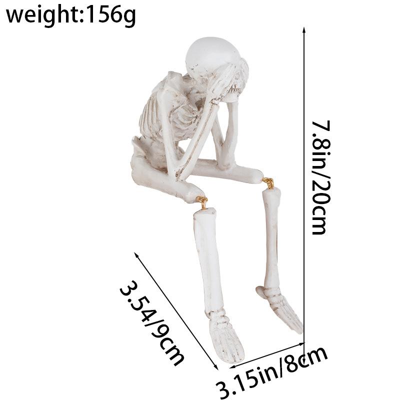 Halloween Decorations - Resin Skull Figurines, Ghost Festival Atmosphere Skeleton Frame, Craft Skeleton Stand, Decoration Props