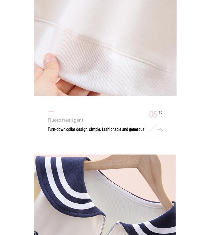 Girls' Sailor Collar Cartoon Sweatshirt - Seasonal Casual Top for Fall and Winter