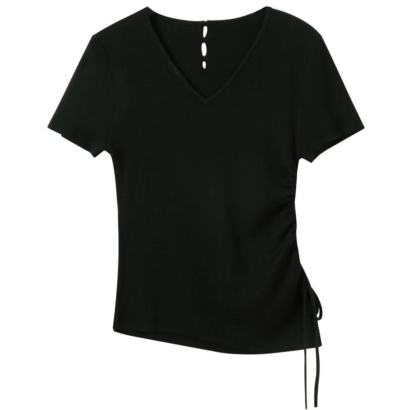 SanCai 2026 Summer V-Neck Knit Pullover Top