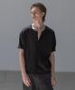 Dekkoloso Panel Rib Short Sleeve Summer Round Cardigan [Black]