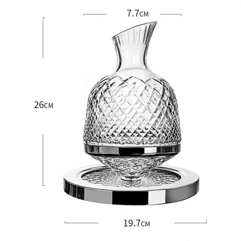 High Grade Crystal 360° Rotating Decanter Tumbler 1500ml Wine Aerator Dispenser,Luxury Bar Gift&Home Use