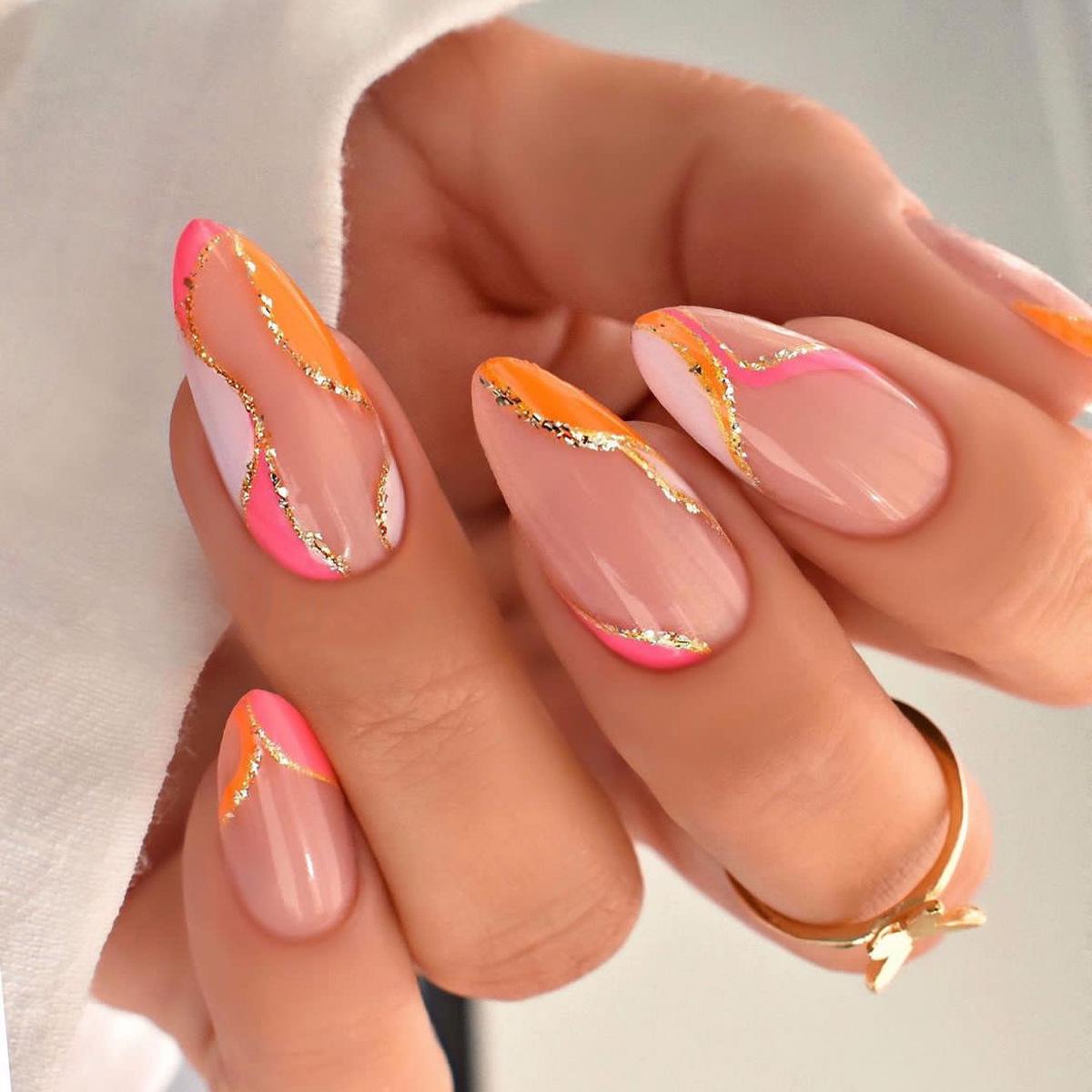 

24-Piece Set: European & American Style Glitter French Manicure False Nails