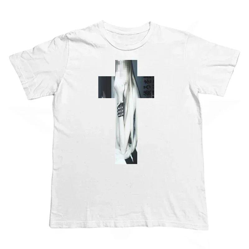 Punk Gothic Y2K Top American Retro Ins Cross Hip Hop Graphic Printed T-shirt Fashion Street Clothing Unisex
