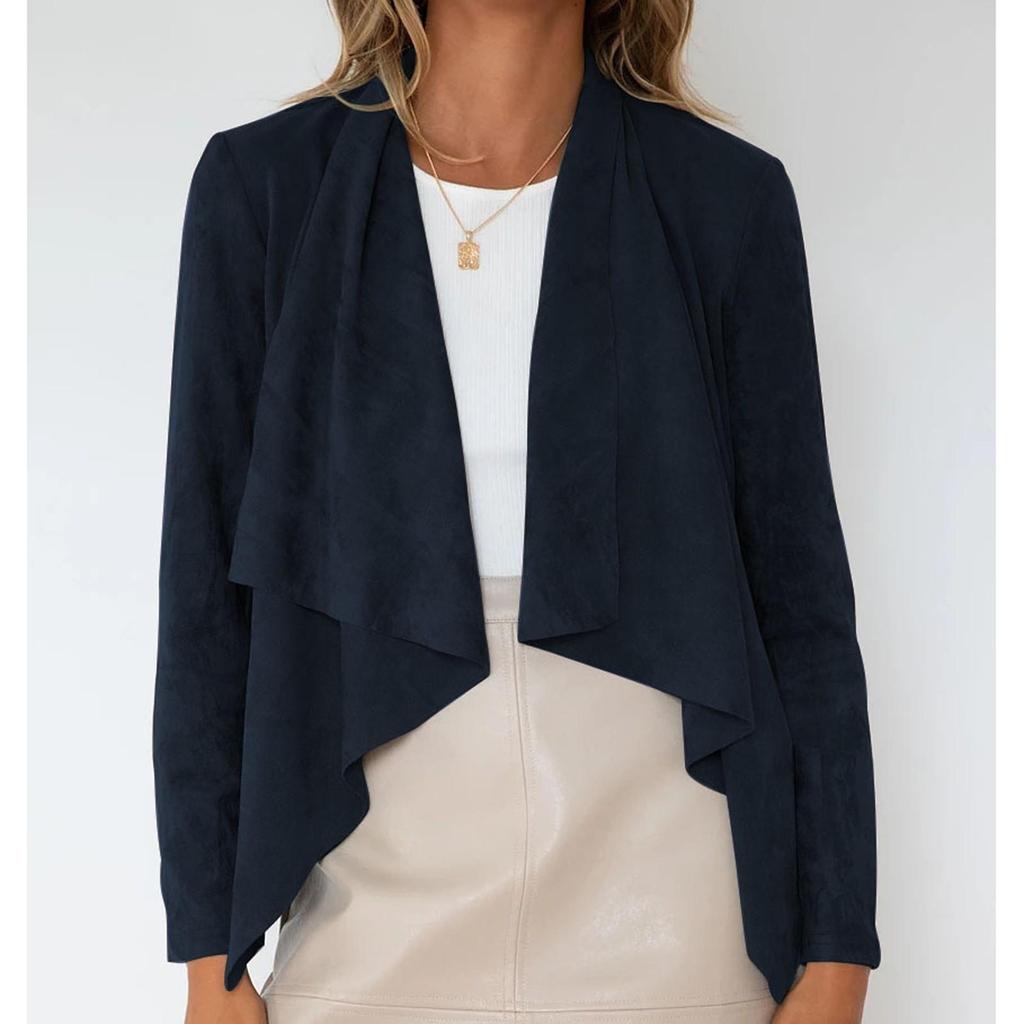 Women's Casual Solid Color Imitation Deer Long Sleeved Jacket, Fashionable Loose Jacket