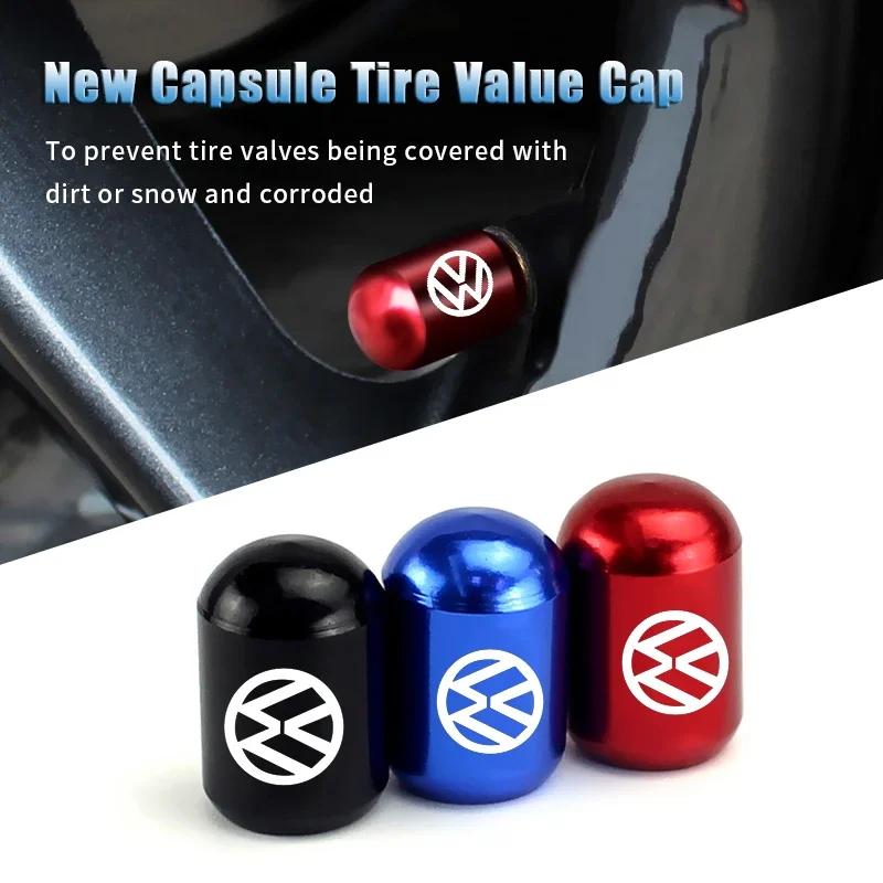 For VOLKSWAGEN VW 4PCS Car Tire Valve Caps for Volkswagen Rline Golf GTI Bora Passat Jetta Beetle Scirocco Lavida POLO CC Auto W