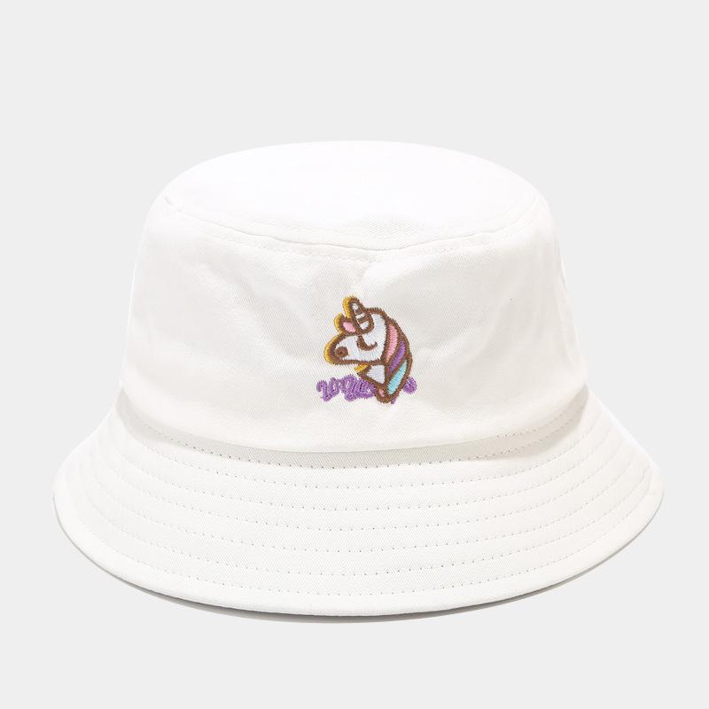 Hat female summer cute cartoon unicorn bucket hat male student letter embroidery basin hat tide visor