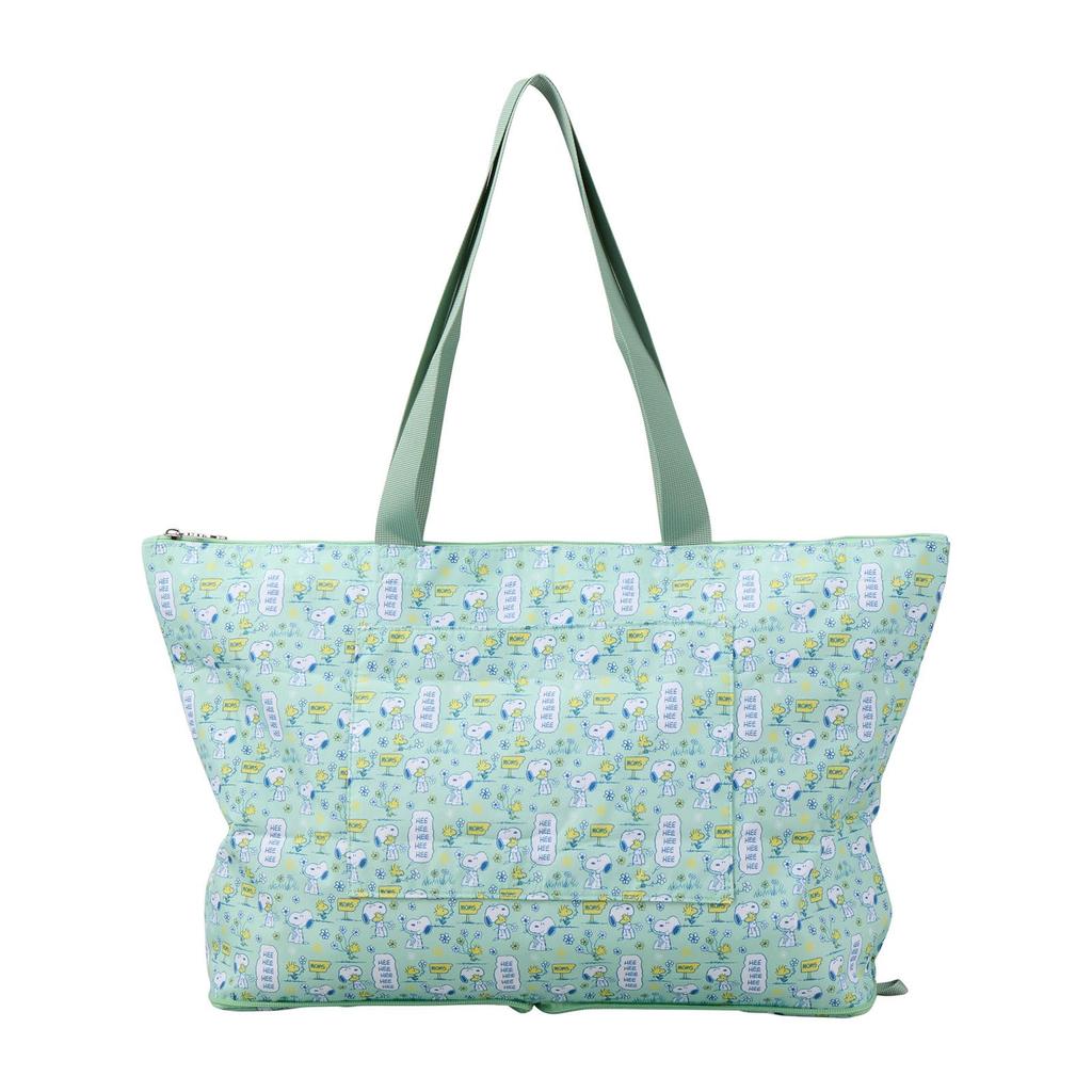 Sifre Peanuts Snoopy Foldable Tote Bag for Mint Flower Women, PN171,