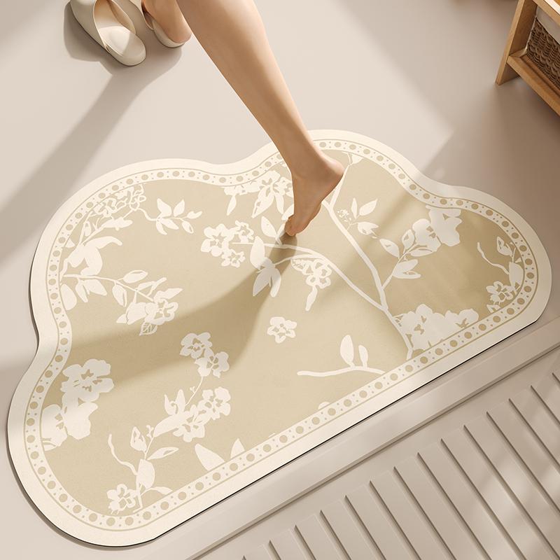 Bathroom Floor Mat Cloud Shaped Diatomaceous Earth Quick Drying Mat, Anti Slip Foot Mat At the Bathroom Entrance, Dirt Resistant