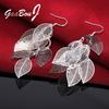 925 Silver Leaf Wedding Dangle Earrings For Women Ladies Piercing Party Jewelry Gifts Accessories