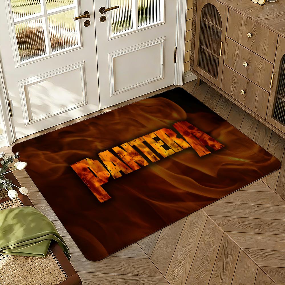 Pantera Band Style Rock Floor Mat Soft Thickened Absorbent Non-Slip Bedroom Living Room Door Mat Home Decor Flannel Rugs