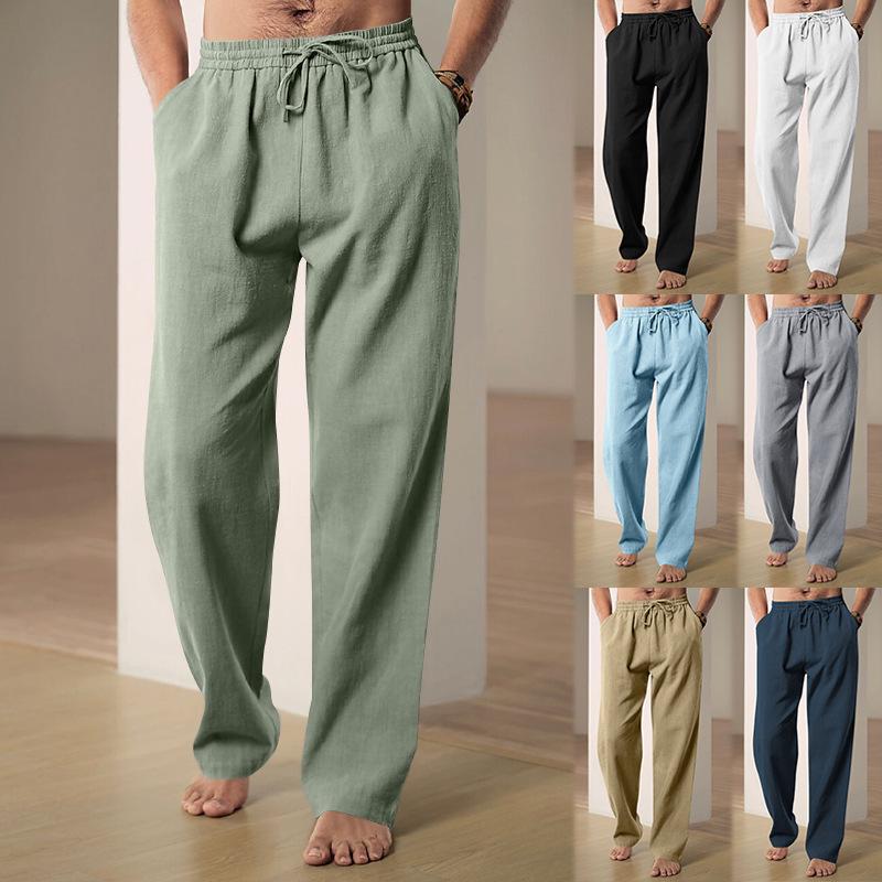2025 Men's Hip-Hop Breathable Linen Loose Casual Sports Pants - Spring/Summer Collection