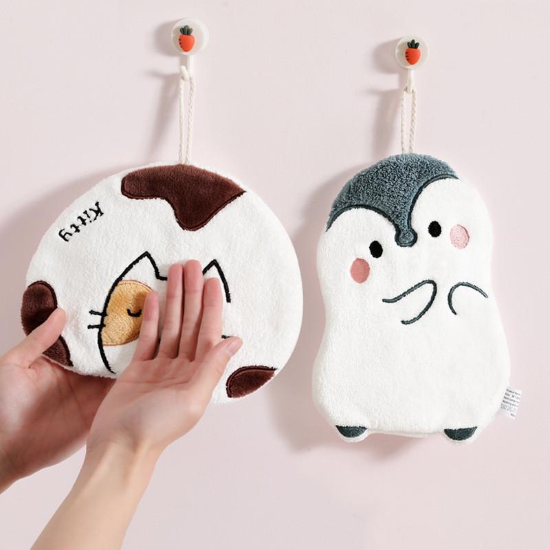 Hand Towel Can Be Hung Up Water Absorbing Quick Drying Household Bathroom Hand Towel Cartoon Hand Towel Quick Drying Multi Functional Towel