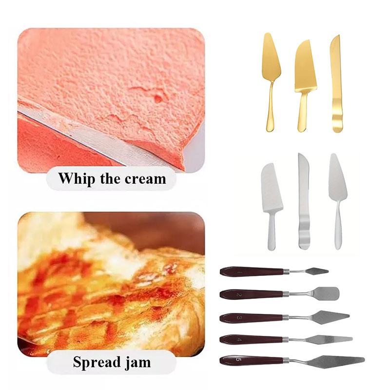 Σετ Σπάτουλας Λείανσης Κέικ Μαχαίρι Παλέτας και Σπάτουλα Σερβιρίσματος Κέικ για Ψήσιμο Διακόσμηση Ζαχαροπλαστικής Κρέμας Ζωγραφική και Εργαλεία Κοπής Επιδόρπιου