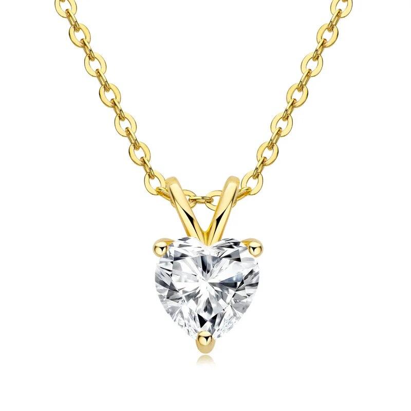 New 2 Carat Real Moissanite Necklace Heart Pendant Top Quality 925 Solid Silver Synthetic Diamond Gemstone Neck Fine Jewelry