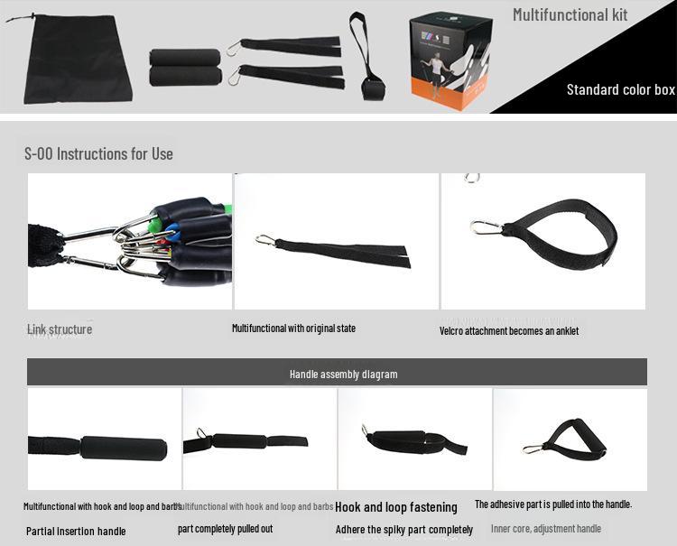 11-Piece Fitness Muscle Training Belt & Pull Rope Set