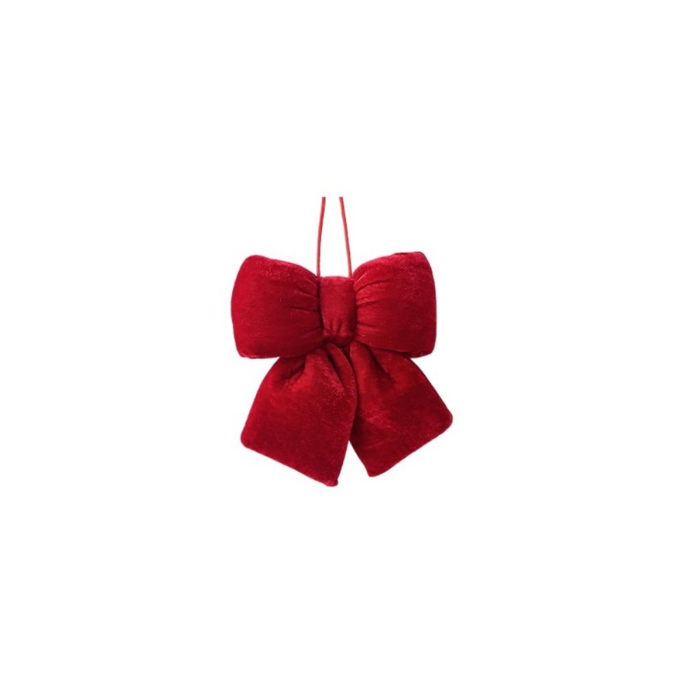 Vintage Christmas Red Bowknot Pendant Flannelette Bowknot Hanging Pendant  Christmas Party Supplies