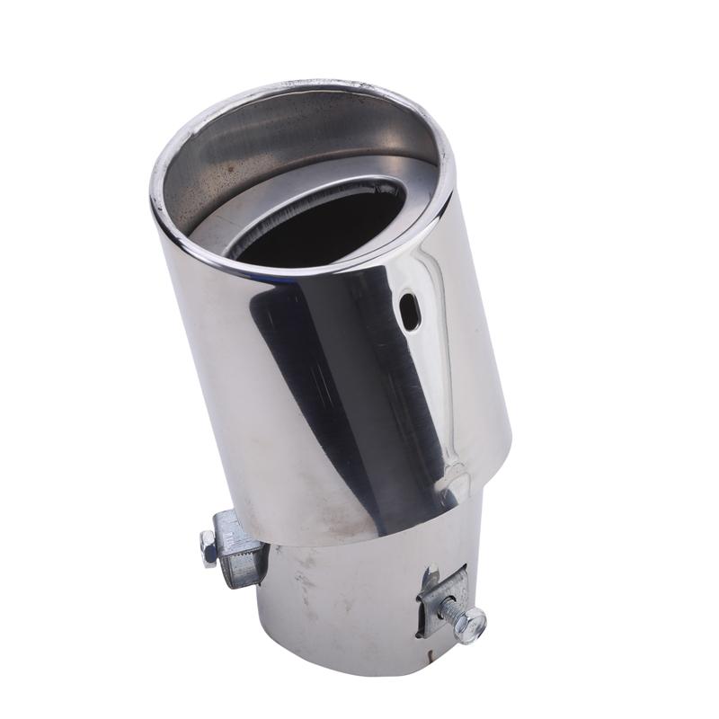 Punta de tubo de silenciador de escape redonda y recta trasera de coche cromada de acero inoxidable Universal