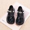 Girls leather shoes black 2025 spring and autumn small leather shoes single shoes British performance girls fashion soft sole children princess shoes