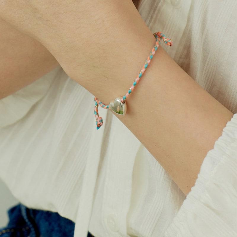 Murmur [925silver]Color Rope Heart Bracelet