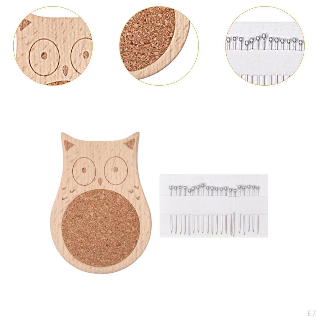 Pin Cushion Needle Organizer Wooden Crafting Supplies Lightweight Holder Pad for