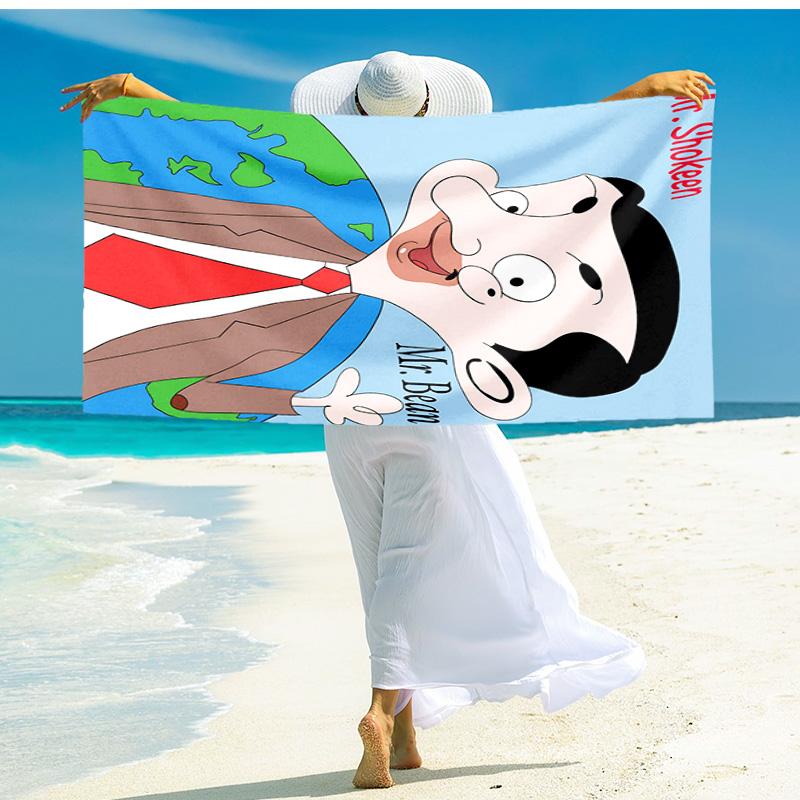 1pz Asciugamano da Spiaggia Mr Bean in Giro per il Mondo, Asciugamano da Spiaggia Assorbente ad Asciugatura Rapida, Asciugamano da Spiaggia per Sport all'Aperto e Nuoto, Morbido e Confortevole Y73043