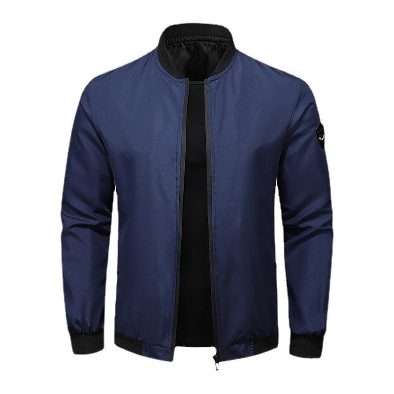Spring and Autumn Casual Jacket Men's Casual Solid Color Jacket Lightweight Breathable Large Size Baseball Uniform Jacket