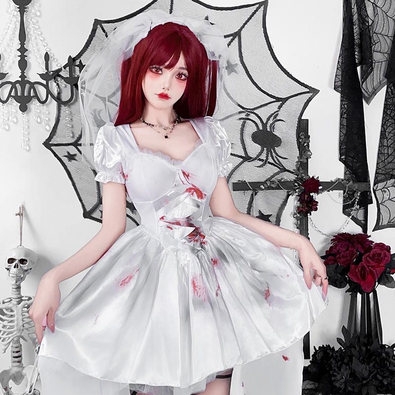 Jingyue Fang Vampire Bride Halloween Costume Dress M/XL Polyester