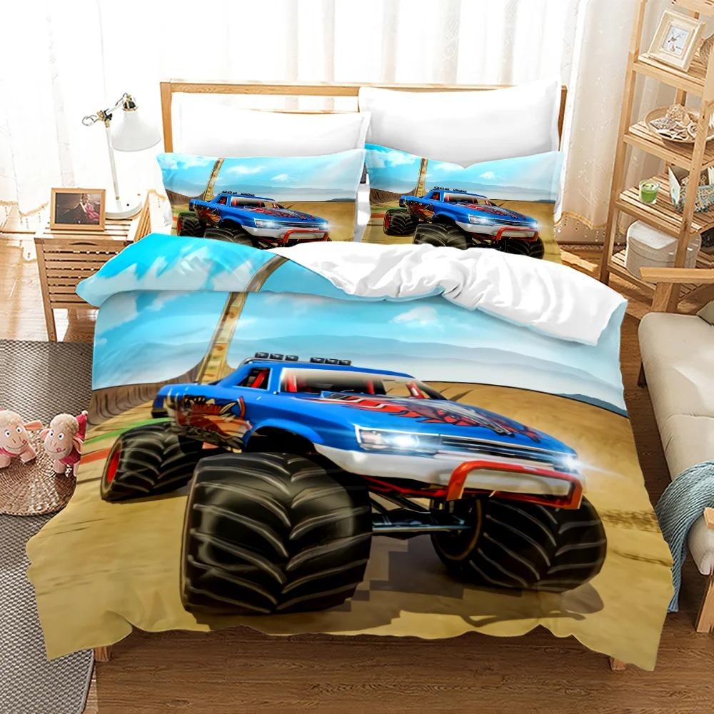 

Комплект постільної білизни Monster Jam Single Twin Full Queen King Size Monster Jam F1 Комплект постільної білизни для дорослих і дітей Комплекти ковдр для спальні 3D Print 022 AU Double 180x210cm