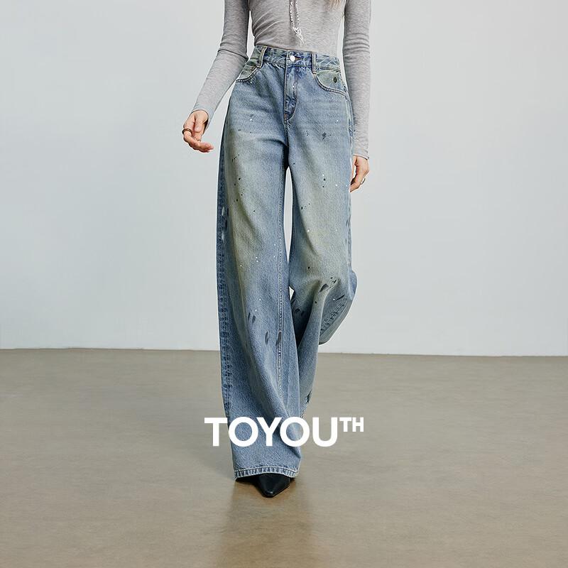 

Ink Splatter Wide-Leg Denim Jeans 28