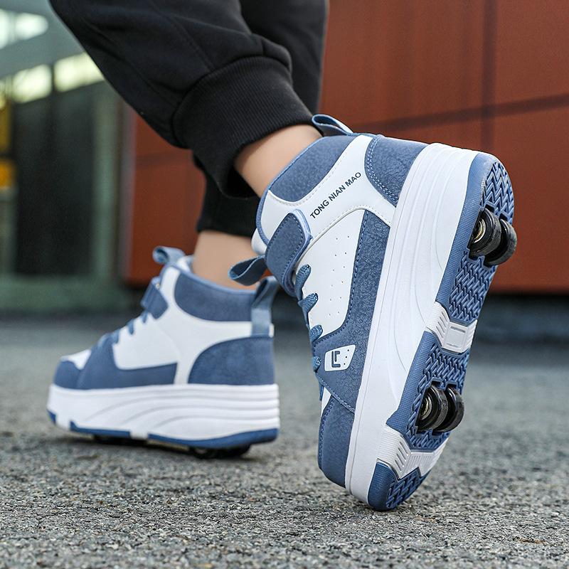 Children's runaway shoes 2025 new double-wheel skates medium and large boys' fashion casual shoes outdoor children's shoes