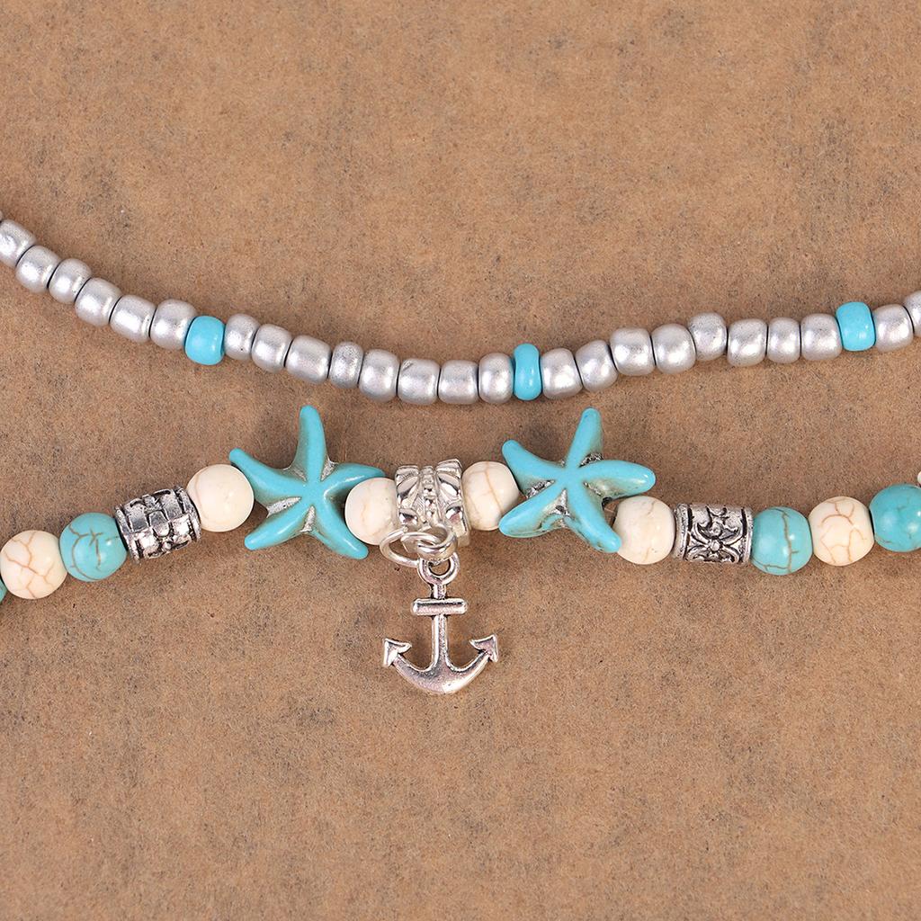 JYL TS Bracelet Anklet Bohemian Starfish Turtle Heart Beach Adjustable Attracts Blessings