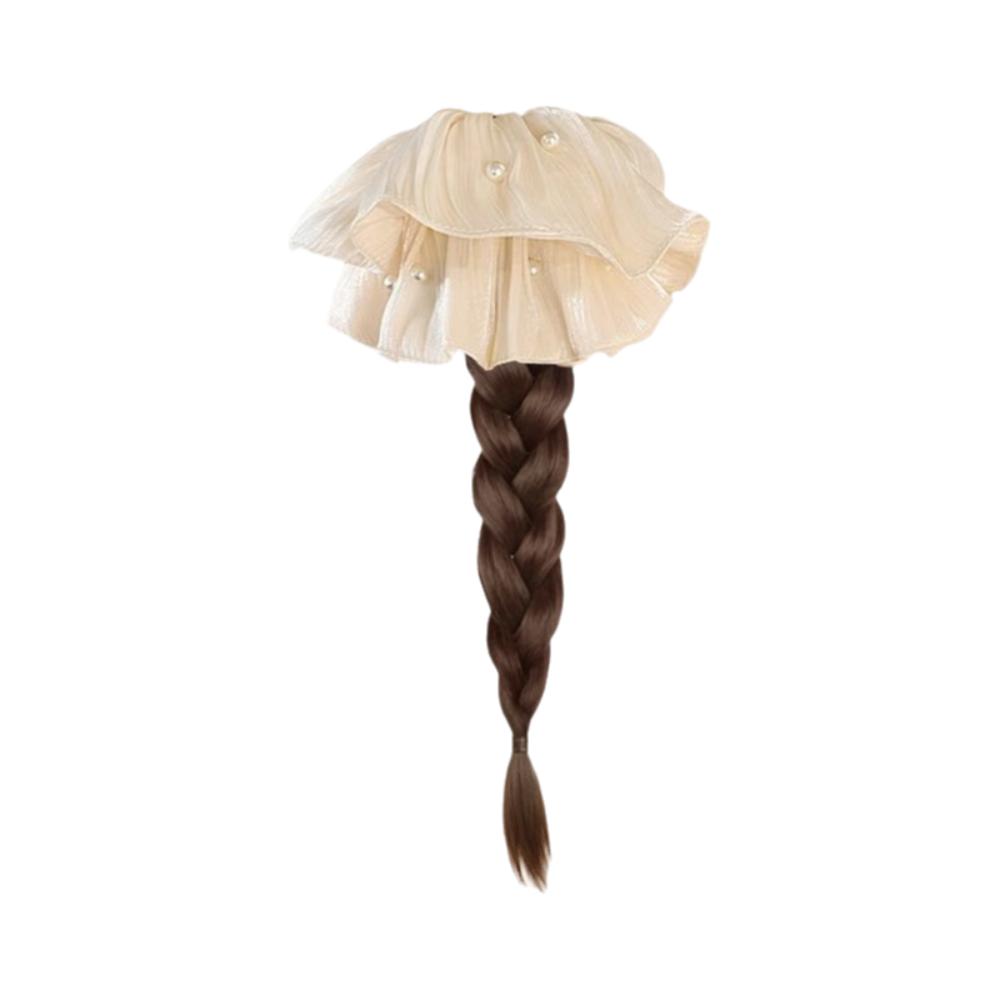 

Элегантные Жемчужины Толстая Кишка Скранчи Хвост Украшение для Волос Твист Коса Парик для Женщин Девушек светло-коричневого