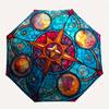 Stained Compass Rose Window ArtUmbrella, Portable 3-Fold Compact Umbrella for Men & Women Gift