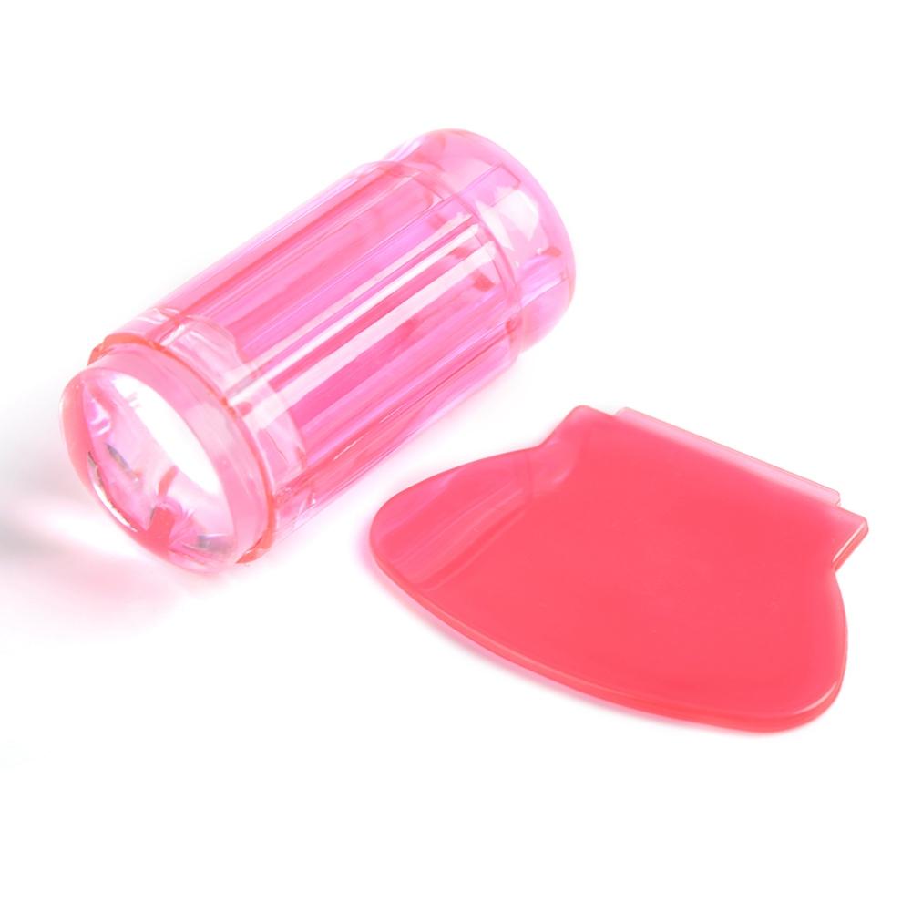 Transparent Silicone Nail Polish Head Stamper Scraper Nail Art Tool (Transparent White)